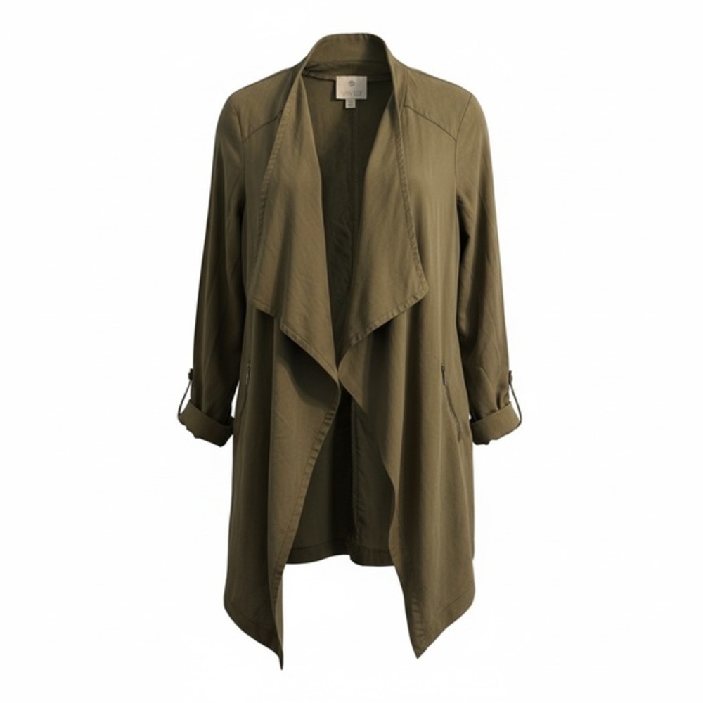 Moa Moa Olive Lightweight Jacket • Zip Pockets • Size M